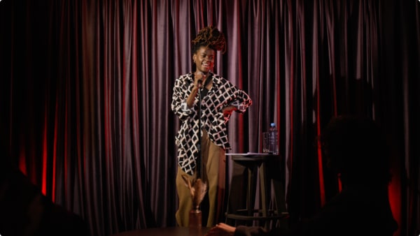 Stand-up comedian on stage