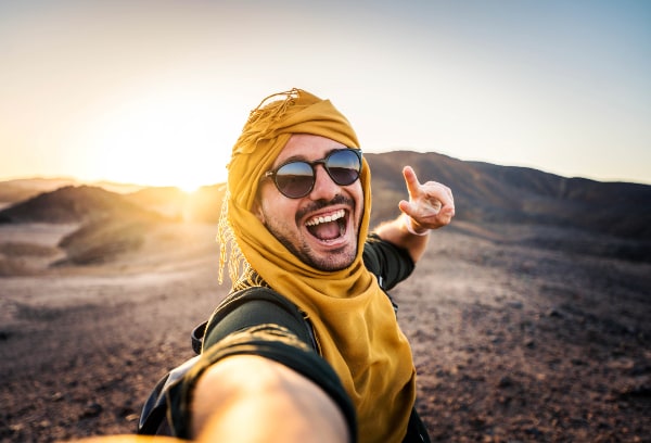 Traveler taking a selfie
